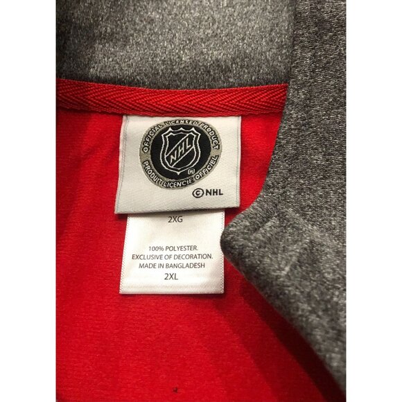 NHL Chicago Blackhawks Mens 2XL Gray & Red 1/4 Zip Long Sleeve Pullover - Picture 6 of 6